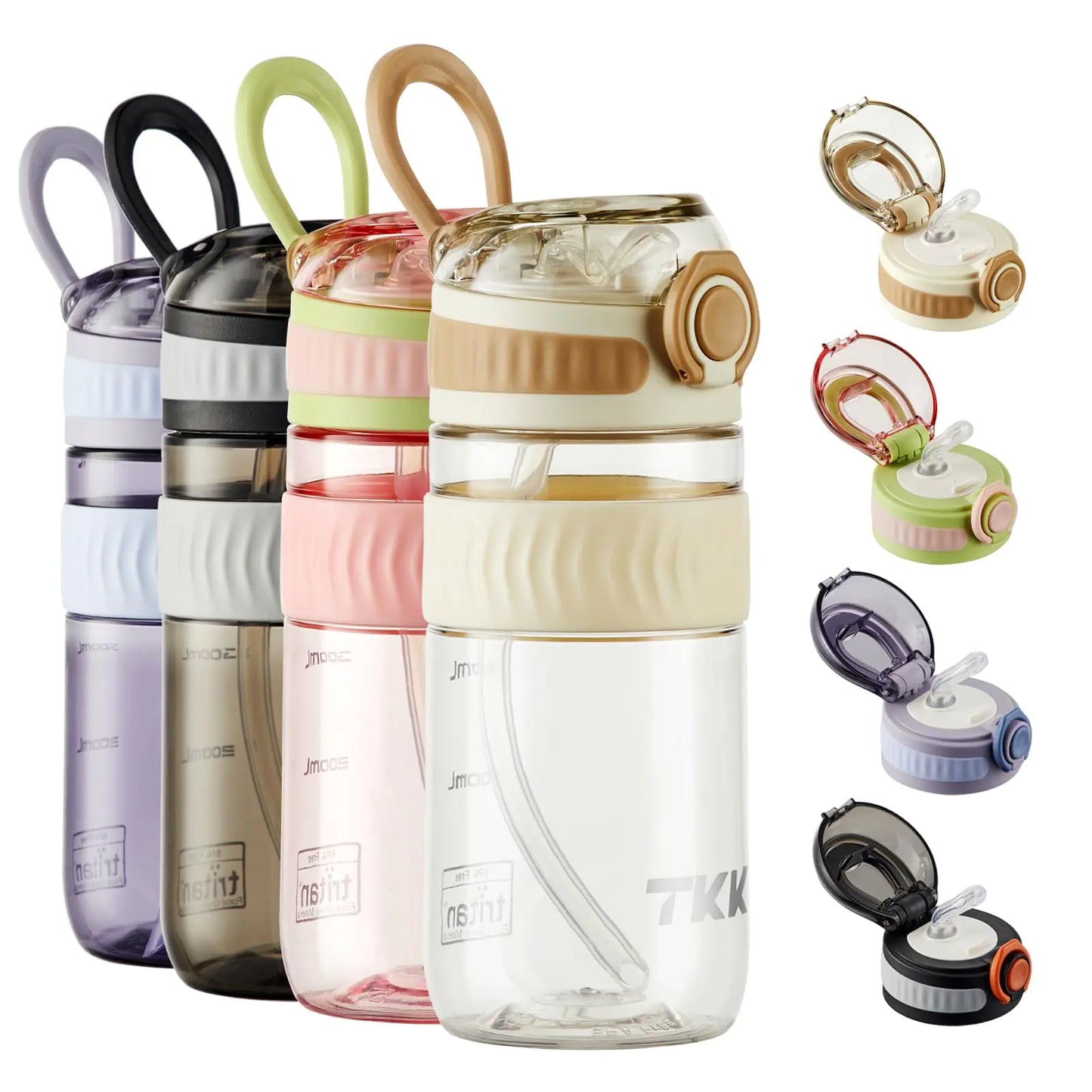 Kids 18oz Leak-Proof Water Bottle with Straw & Carry Handle