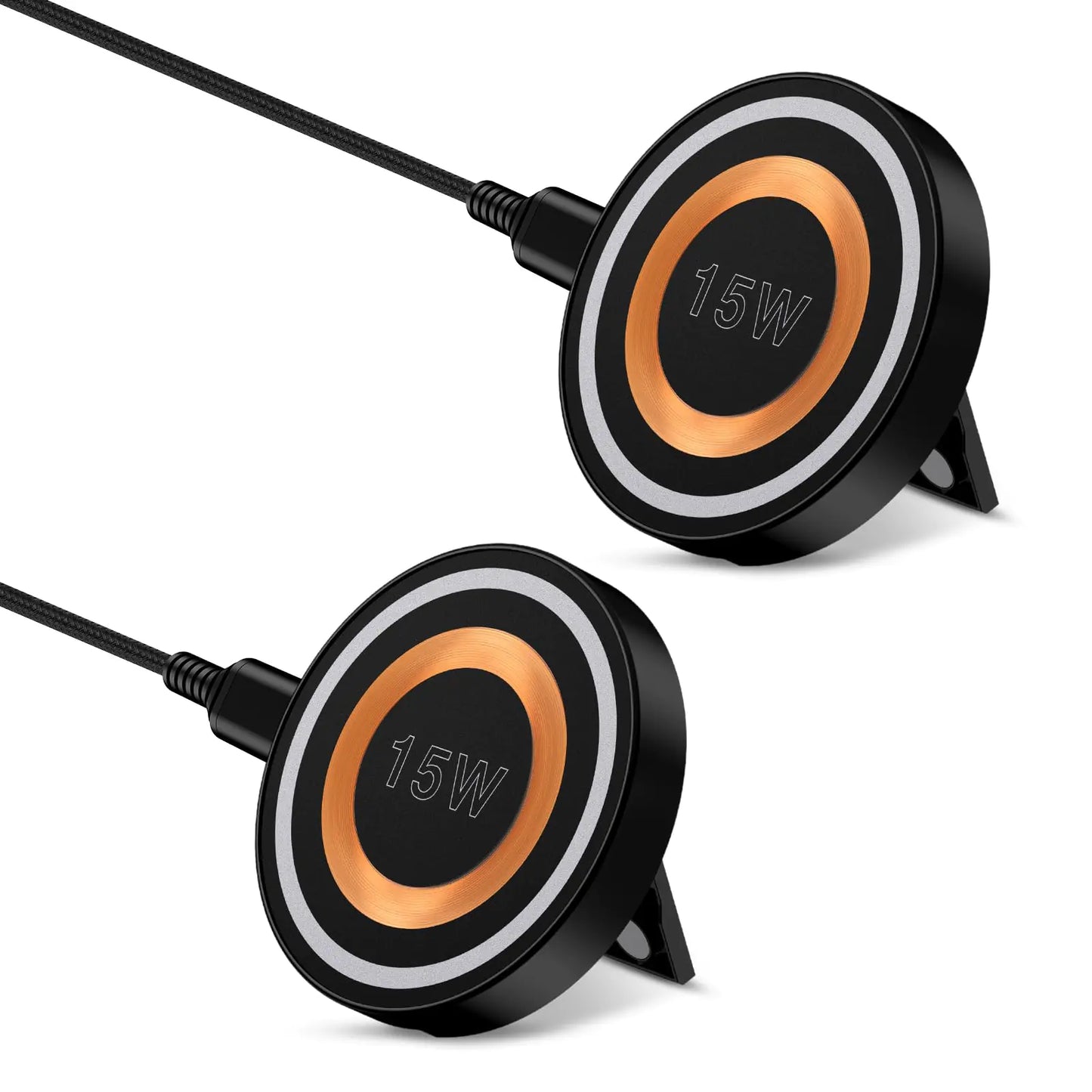 2-Pack Magnetic 15W Fast Wireless Charging Pads (MagSafe Compatible)