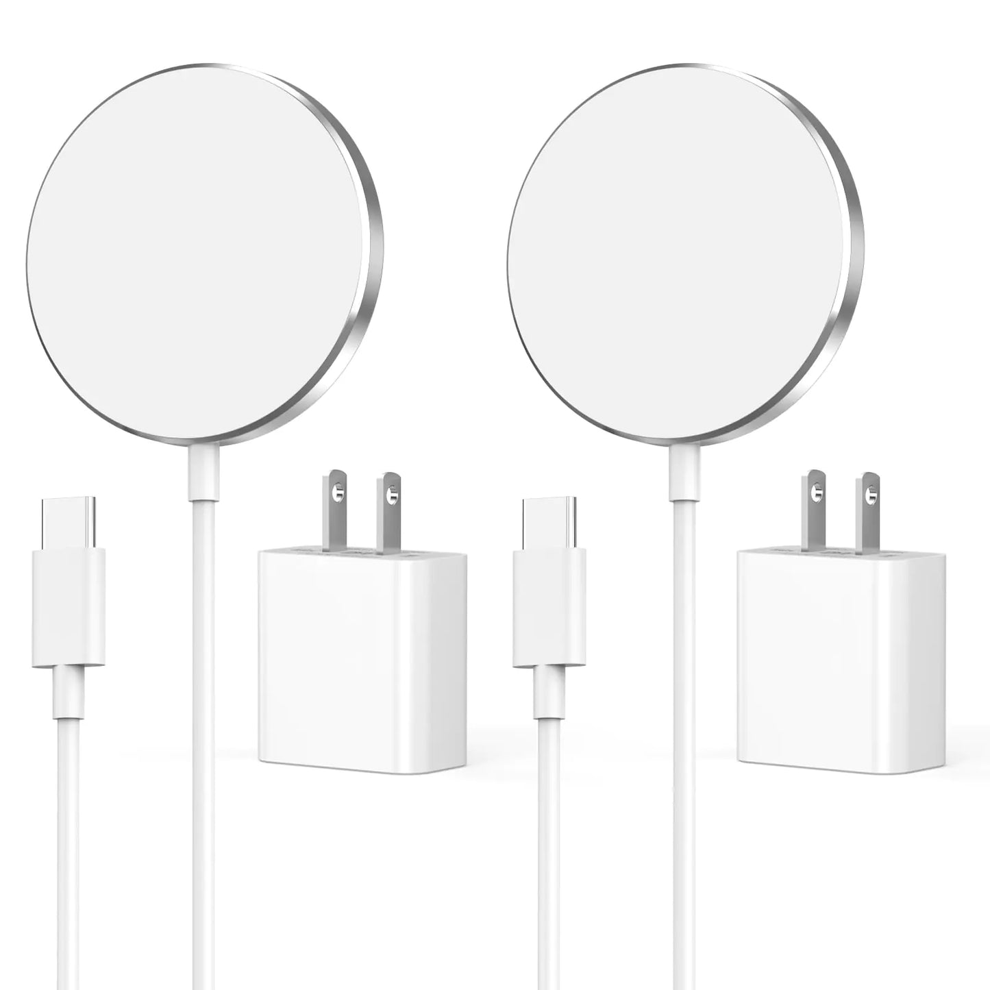 2-Pack 15W Magnetic Wireless Charger + 20W Fast Charger Adapters (iPhone 12–16)